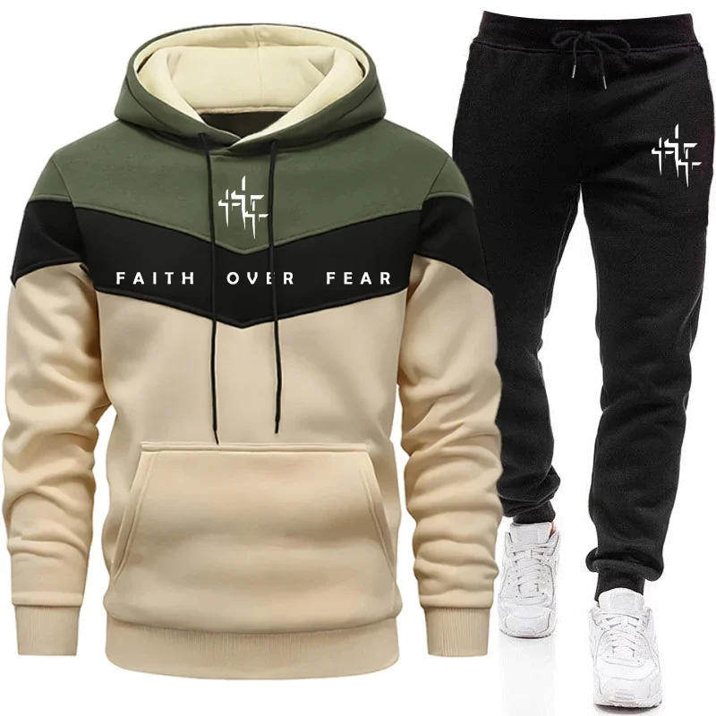 Winter Clothing Pants - Conjunto Masculino Faith Over Fear: Moletom