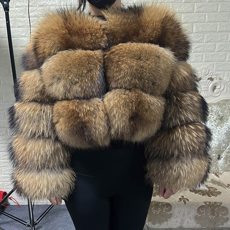 Warm Winter Clothing - Plus size topos de pele marrom