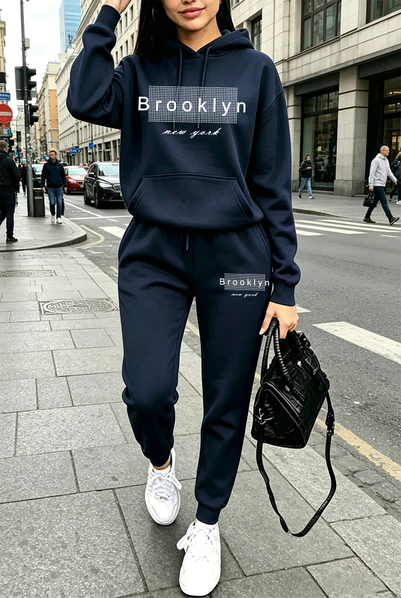 Winter Clothing Pants - Conjunto de Moletom Feminino com Estampa,