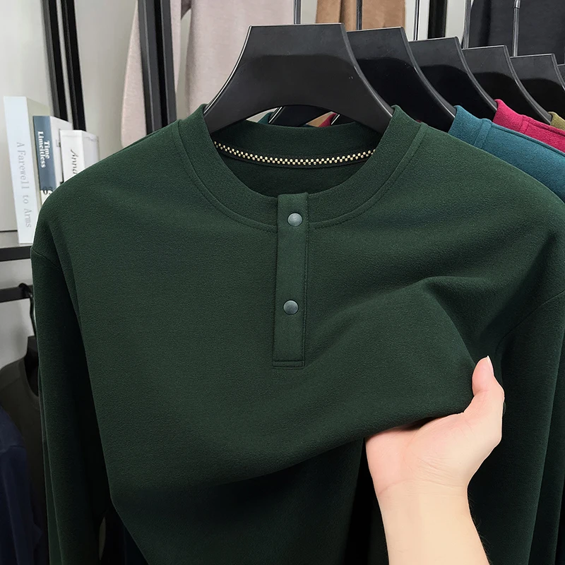 Winter Cloth - Camiseta Henley Masculina de Corte Solto,