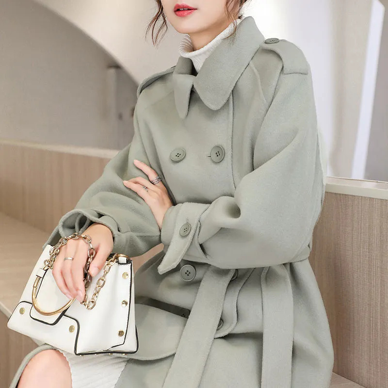 Winter Clothing Youtube - Casaco Feminino de Lã de Comprimento