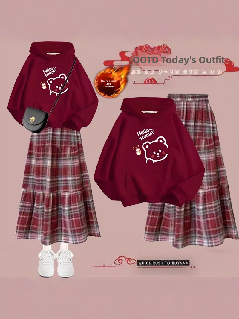 Conjunto de Vestido Vermelho d - Clothing Style Winter avaliação e preço